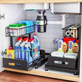 2 Pack Under Sink Organizers and Storage,Pull Out Cabinet Organizer,2-Tier Sliding Out Kitchen Basket Sink Shelf Cabinet Orga