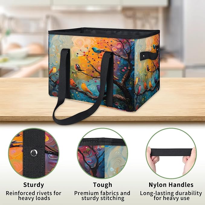 Reusable Grocery Bag, Foldable Large Shopping Tote Bag for Groceries Kitchen Picnic Car Trunk