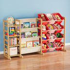 SpaceAid 3-in-1 Toy Storage Organizer with 4 Shelves and 12 Bins, Toy Organizers Storage 3-Tier Bookshelf, Kids Bin Shelf Box
