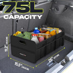 FORTEM Car Trunk Organizer, Collapsible Two Compartment Organizer, Foldable SUV & Truck Storage for Car Accessories for