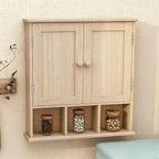 TaoHFE Natural Wooden Color Bathroom Wall Cabinet with 2 Door Adjustable Shelves,Over The Toilet Storage Wall Mounted Medicin