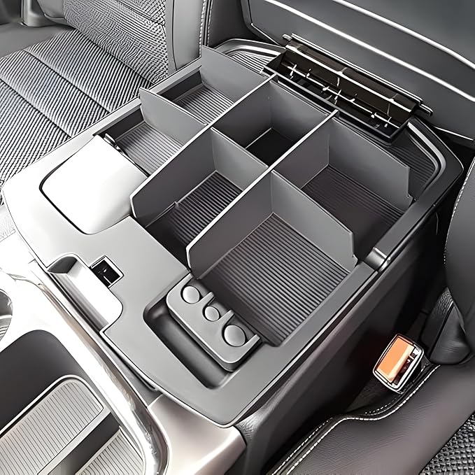 Vehicle OCD - Upper Center Console Organizer for Dodge RAM 1500 (2009-18) and RAM 2500/3500 (2010-18) (Leather Wrapped Console armrest - Full Console w/Bucket Seats ONLY) - Made in USA - SLX135