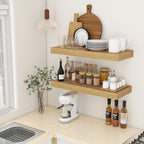 30 Inch Floating Shelves | 12 Inch Deep Oak Floating Shelves Set of 2 | 30" W x 12" D Rustic Wood Shelves for Wall | Deep Oak