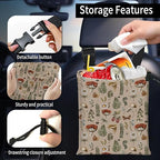 Car Trash Bag Large Hanging Can for Back of Seat, Cute Waterproof Car Garbage Bag for Vehicle, Travelling, Outdoor Cute Boho Beige Mushroom