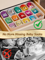 Sock and Underwear Organizer for Drawer with Lid, 15 Grid Plastic Storage Box for Closet and Dresser, Drawer Organizer for Ba