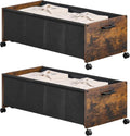 Under Bed Storage with Wheels, Wooden Under Bed Drawers On Wheels, Rolling Under Bed Shoe Storage, Space Saving, Rustic Brown