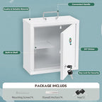 KYODOLED Locking Medicine Cabinet, Medication Lock Box with Key, Wall Mount Medical Cabinet for Safe Medication Storage, 10 *