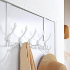 Dseap Over The Door Hook Hanger - Fits 1 3/8" to 1 3/4" Standard Doors | 5 Tri Hooks Heavy Duty Towel/Coat Rack | Door Organi