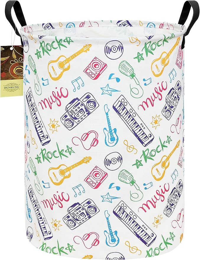 HUNRUNG Laundry Hamper,Large Canvas Fabric Lightweight Storage Basket Toy Organizer Dirty Clothes Collapsible Waterproof for 
