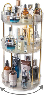 Asayuee 360 Rotating Makeup Organizer,3 Tier Large Capacity Make Up Organizers and Storage,Skincare Perfume Vanity Organizers