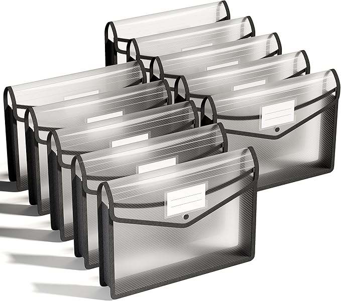 ThinkTex Plastic Expanding File Folder, Transparent envelopes with Snap Closure,No Dividers,Large Capacity,Document Organizer