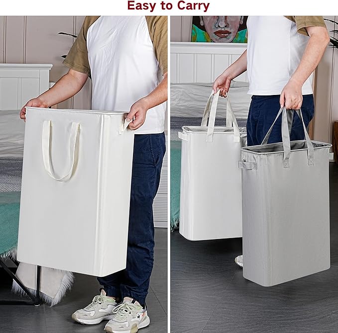 efluky Slim Laundry Basket, Narrow Laundry Hamper with Handles, Collapsible Dirty Clothes Hamper, Tall Laundry Bin for Laundr