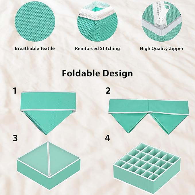 Simple Houseware 4-Pack Drawer Organizer Set - Closet Dividers for Underwear, Socks, Bras, Scarves, Ties - Foldable Non-Woven