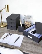 Bigso Oskar Fiberboard Label Frame Document Letter Box - File Organizer Box for Important Paperwork - Document Storage with a