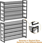 Large Shoe Rack 10 Tier Shoe Organizer, Heavy Duty Metal 5-Tier Stackable Shoe Storage Vertical Shoe Rack for Closet Front Do