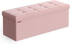 SONGMICS MAZIE Collection - 43 Inches Folding Storage Ottoman Bench, Ottoman Foot Rest, End of Bed Bench, Storage Chest, Load