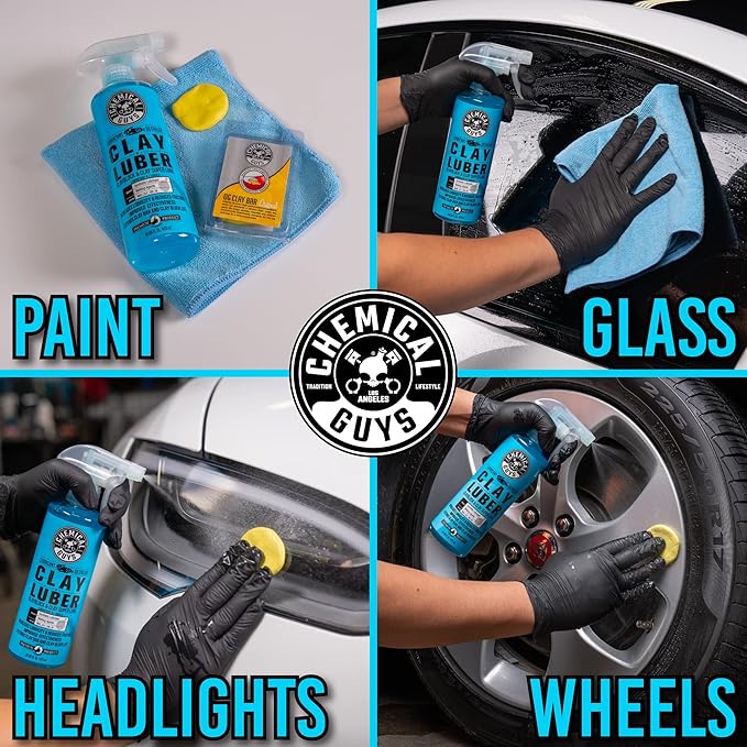 Chemical Guys Clay Bar and Luber Synthetic Lubricant Kit - Light/Medium Duty OG Clay Bar for Removing embedded dirt from Paint, Glass, and Metal, Essential Detailing Accessory - 2 Items