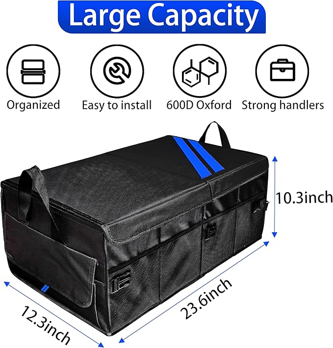 YOSRTER Car Trunk Organizer for Dodge Charger Durango Challenger Ram Collapsible Storage Box with Handle Foldable Lid Non