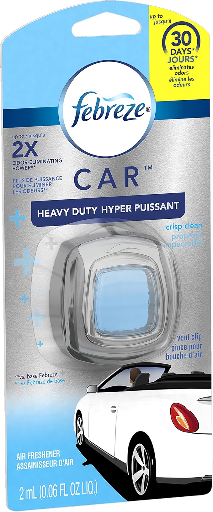 Febreze Air Freshener, Car Vent Clip Air Freshener, Heavy Duty Air Freshener, Crisp Clean Air Freshener