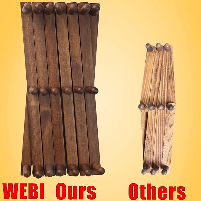 WEBI Accordion Wall Hanger,Expandable Wooden Coat Rack Wall Mounted,Accordion Hat Rack for Wall,Accordion Hook Rack for Hats,
