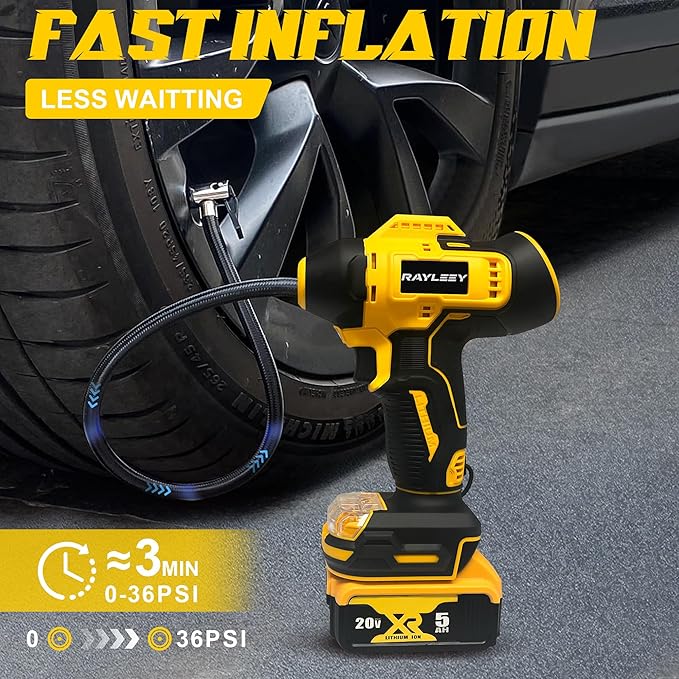 Tire Inflator Cordless for Dewalt MAX 20V Battery [Tool Only], 160PSI Portable Air Compressor with Pressure Gauge, Auto-Shutoff & Fast Inflation, Portable Air Pump for Car, Motorcycle, Bike, Ball