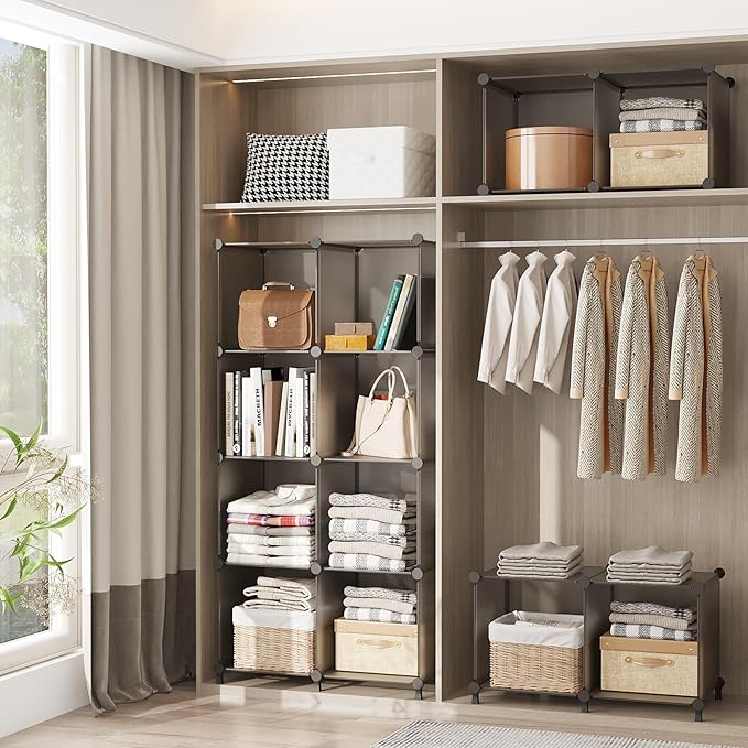 AWTATOS Cube Storage Organizer, Storage Cubes Shelves Bookshelf, 6 Cube Closet Organizers and Storage, DIY Stackable Plastic 