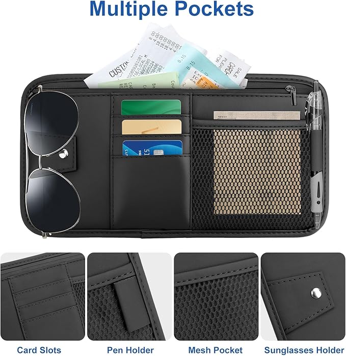 Car Sun Visor Organizer for Ford Transit 250 2025-2015, Document Holder Multifunctional Storage Pocket Vehicle Interior Travel Accessories