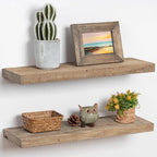Floating Shelves, 8 Inch Deep Rustic Solid Reclaimed Wood Wall Shelves for Storage, Wall Mounted Display Shelving with Invisi