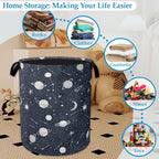 Star Moon Laundry Basket Collapsible Laundry Hamper with Handle, Oxford Clothes Toy Storage Bin for Bathroom Bedroom Room Dec