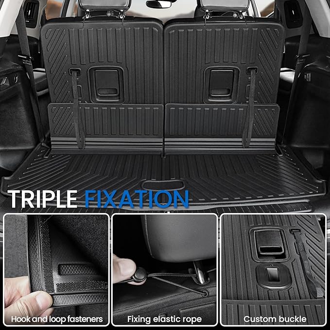 Cargo Mat Backrest Mats for 2021-2025 2026 Jeep Grand Cherokee L (3rd Row Manual & Power Fold), All Weather TPE Trunk Mat Cargo Liner Car Accessories (L | Cargo Mat+3rd Row Backrest Mats)