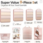 Veken 9/11 Set Compression Packing Cubes for Travel Essentials,Compressible Expandable Large Luggage Suitcase Organizer Bags 