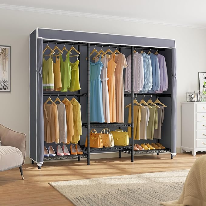 VIPEK V5C SE Covered Garment Rack Heavy Duty Clothes Rack with Cover and Adjustable Shelves, Freestanding Portable Closet Rac