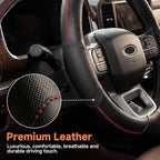 West Llama Car Steering Wheel Cover for Ford F-150(1997-2026), F-250(1997-2026), F-350, 15.5-16 inches, Black + Red Line