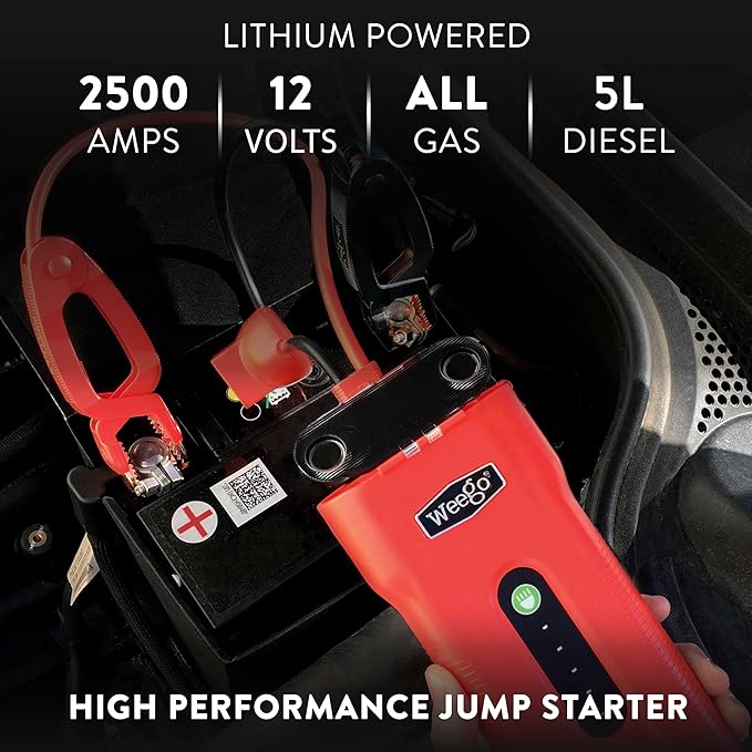 Weego 70: 2500A Self-Use 12V Lithium Car Battery Jump Starter - USA-Engineered Safe Replacement for Jumper Cables - Boat &