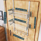 Consumest Over The Door Hooks Organizer - Extra Long Door Hanger with 9 Coat Hooks & 2 Mesh Basket, Back Storage Organizer Ha