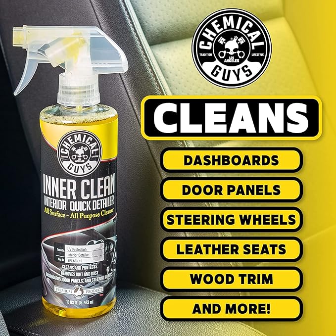 Chemical Guys InnerClean Quick Detailer with Pineapple Scent, High Performance Interior and Dashboard Cleaner, Dust Repellent