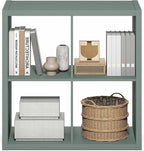 Furinno Cubicle Book Shelf, 4-Cube Bookshelf, Extra Thick Frame Reversible Bookcase with Open Back, 14.6" x 30" x 30", for Li