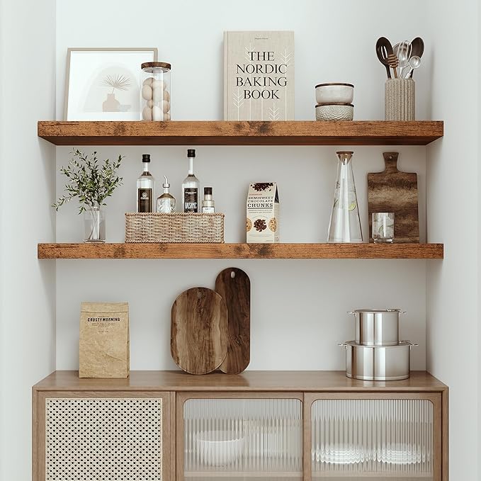 Vivelove Farmhouse Single Floating Shelves for Wall 48 in x 10.3in x 1.8in, Large Wall Long Shelves Heavy Duty 80 lbs for Bed