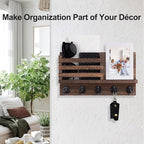 Lwenki Key Holder for Wall – Decorative Wooden Mail Holder and Key Shelf with Mounting Hardware, Installation Guide – Paulown