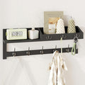 AMBIRD Wall Hooks with Shelf, 26.57 Inch Entryway Wood Coat Hooks for Wall, Coat Rack Wall Mount Rack with 5 Dual Hooks 3 Key