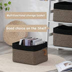 COMFY-HOMI Cotton Rope Woven Basket with Handles for Shelves,Toys,Book, Cloth Storage Baskets Bin for Organizing-13.5"x11"x9.