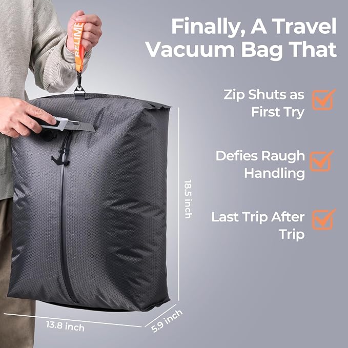 Relime Classic Series Vacuum Bags for Travel Luggage with Wireless Pump, Compression Bags for Carry On Suitcases and Backpack