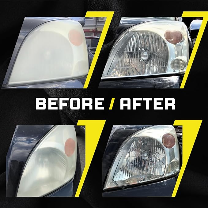 3-Step Headlight Restoration Kit – Removes Yellowing, Haze & Oxidation | No Tools Needed | Lasts Up to 2 Years | for All Vehi