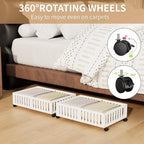 Bamboo Under Bed Storage with Wheels,Rolling Underbed Shoe Organizer Box for Shoes,Blankets,Toys,Clothes Container Space-Savi