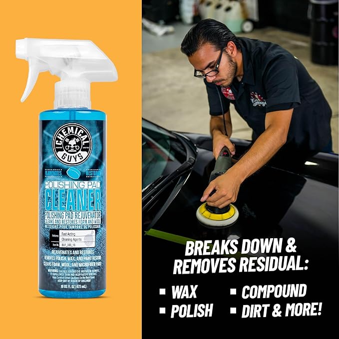 Chemical Guys 6.5" Buffing Pad Sampler Kit - 4 Piece Detailing Set with 3 Professional Foam Pads and 16 oz Polishing Pad Cleaner - Works with Dual Action and Rotary Polishers Using 6" Backing Plates