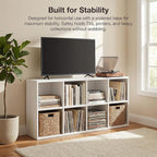 YESHOMY 8-Cube Storage Organizer, 2-Tier White Bookshelf Open Frame, Modern Bookcase Display Shelf with Adjustable Shelves fo