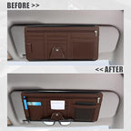 X AUTOHAUX PU Leather Car Sun Visor Organizer Glasses Holder Auto Accessories Pocket Organizer with Panel Back Brown