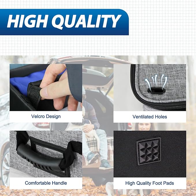 WOLT Car Trunk Organizer with Lid, Collapsible Multi Compartment SUV Organizer with Non-Slip Base Adjustable Straps