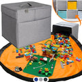 XL Toy Storage Organizer with Play Mat - Storage Bag/Box for Kids, Boys, Girls, Nursery, Playroom - Basket for Building Brick