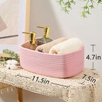 MiniArk Small Storage Baskets for Organizing | Closet Organizer Bins | Shelf Toy Basket | Woven Rope Baskets | Cube Decorativ